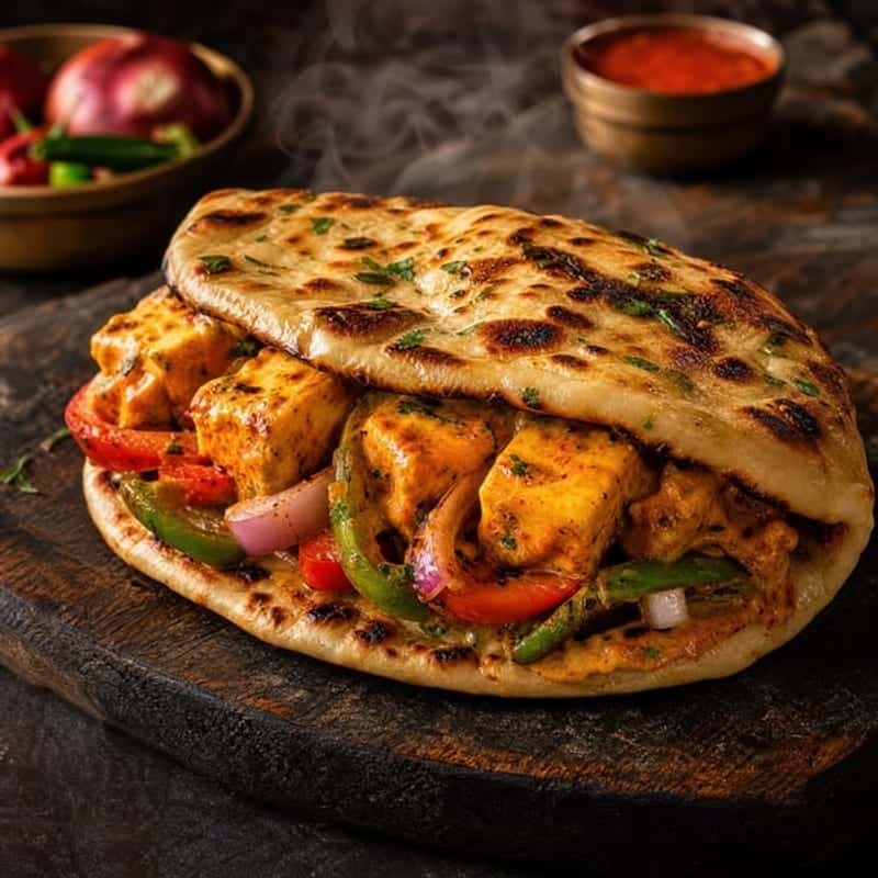 Butter Paneer Naan Sandwich
