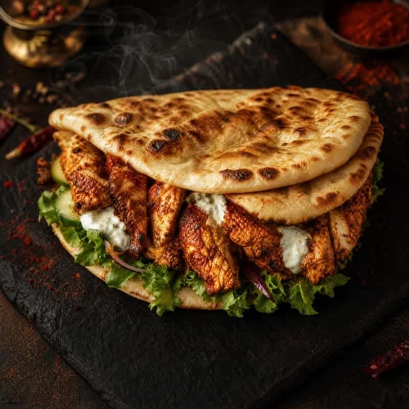 Masala Chicken Naan Sandwich